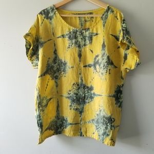 Bellambra Italy Linen Abstract Tie Dye Top